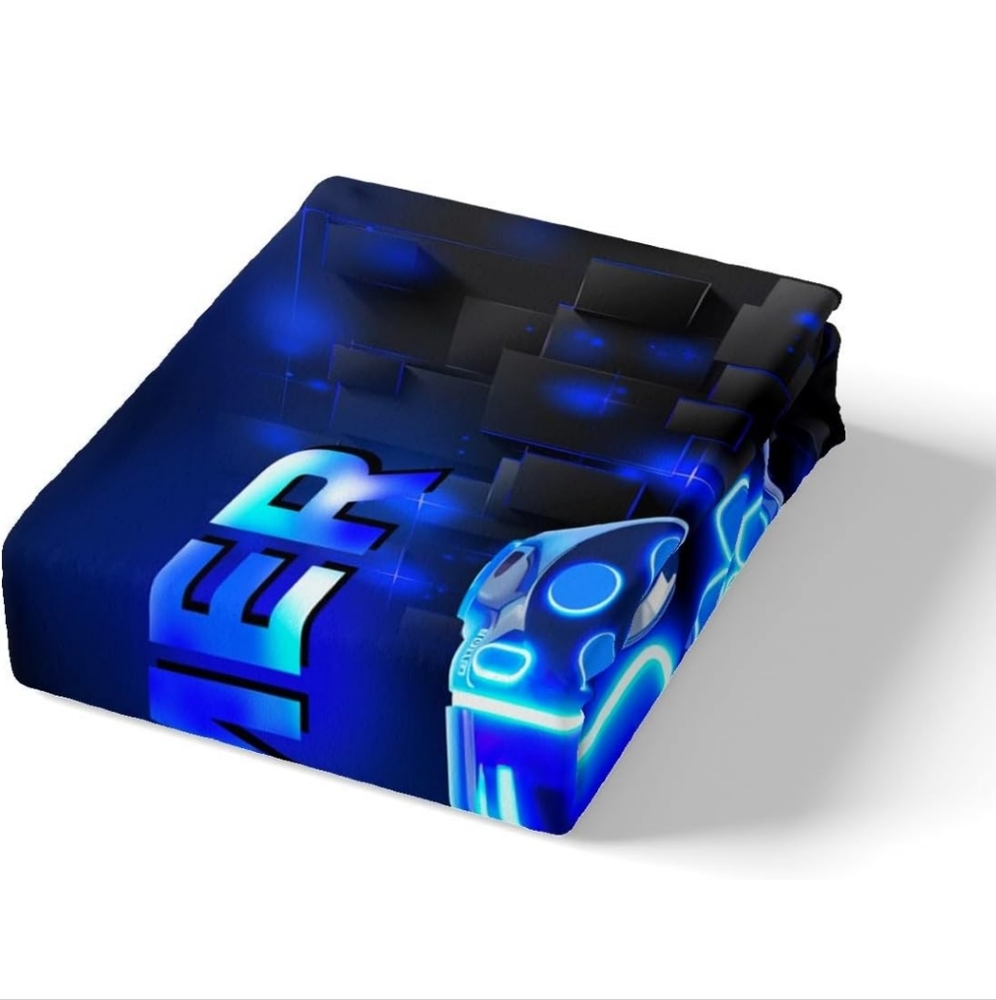 Gamer Blue and Black 3 Piece Bedding Set - Picture 4 of 6